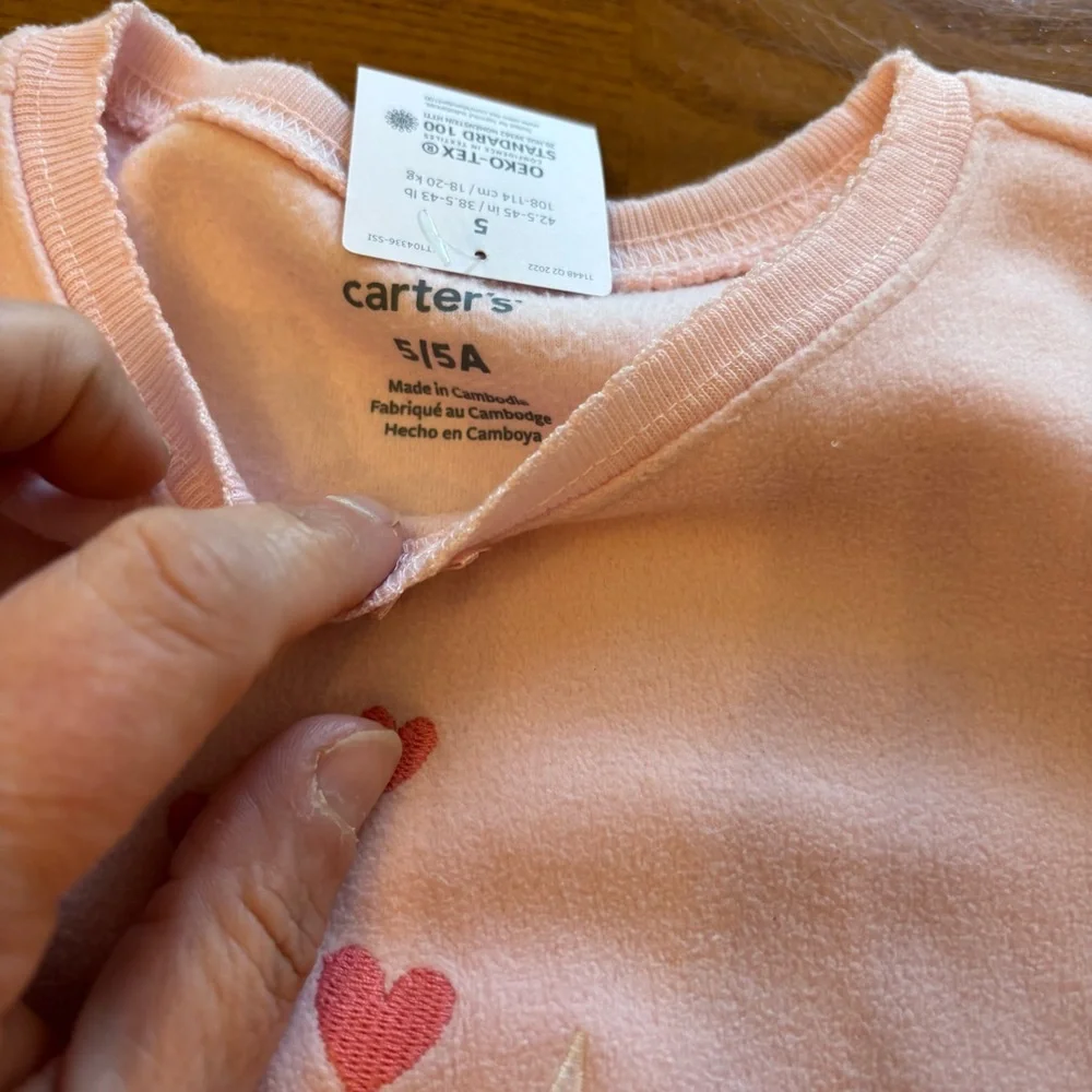 Carter’s sz 5 Pink Unicorn Kids Pajamas 2 piece new pink fleece‎